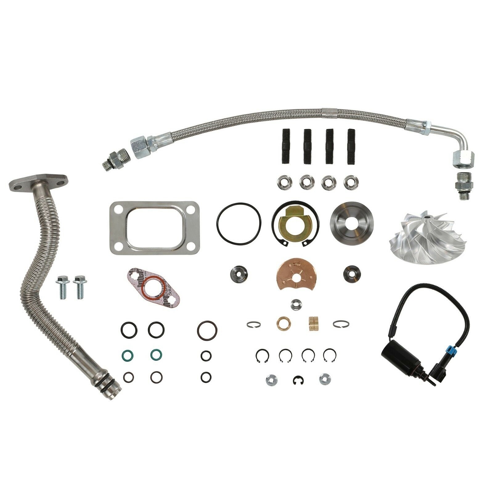 SPOOLOGIC Turbo Rebuild Kit Billet Wheel Drain & Feed Line Wastegate Solenoid