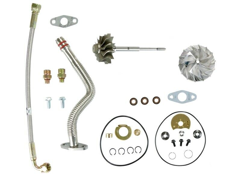SPOOLOGIC Turbo Rebuild Kit Billet Wheel Turbine Shaft Drain & Feed Line