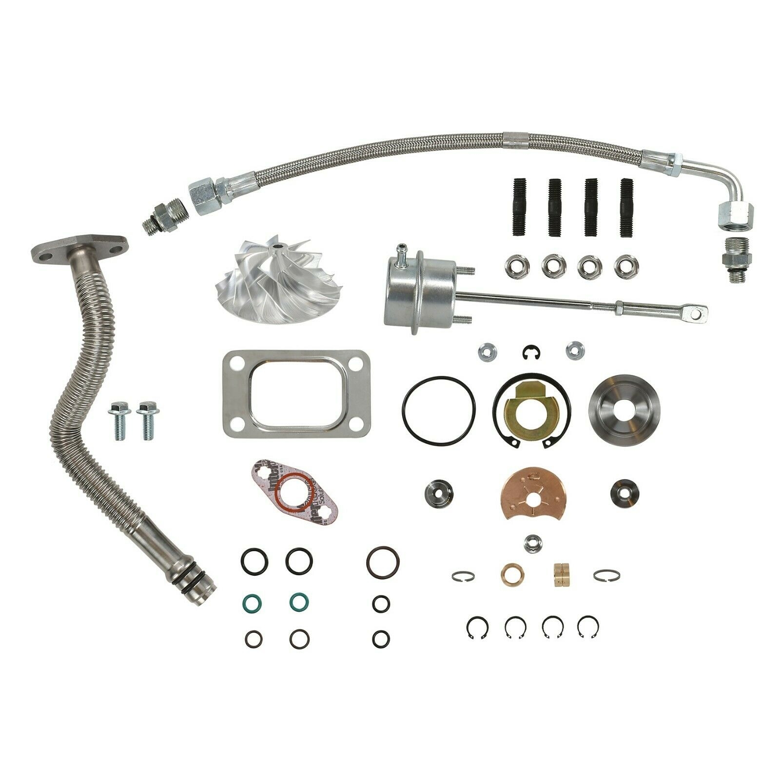SPOOLOGIC Turbo Rebuild Kit Billet Wheel Drain & Feed Line Wastegate Actuator